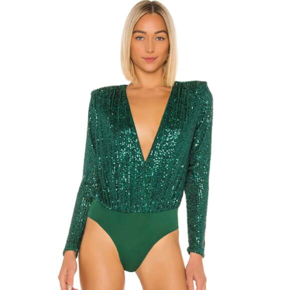 NBD Sloane Bodysuit in Emerald Green NWT Size Large - Picture 1 of 4